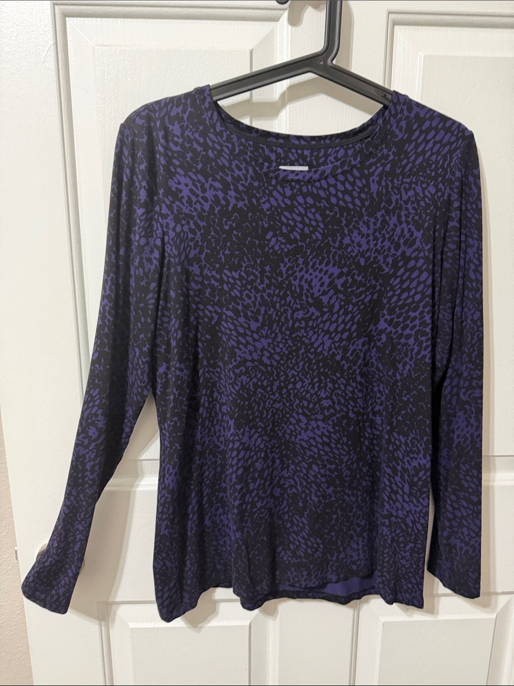 Chico's Purple and Black Long Sleeve Printed Tee